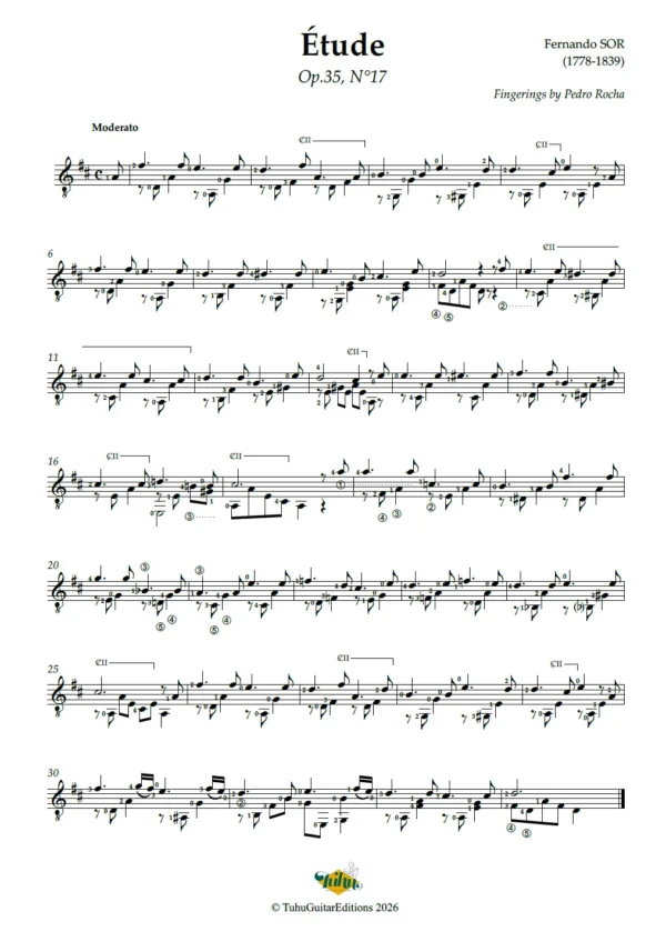 Fernando Sor Étude Op. 35 No. 17 guitar sheet music